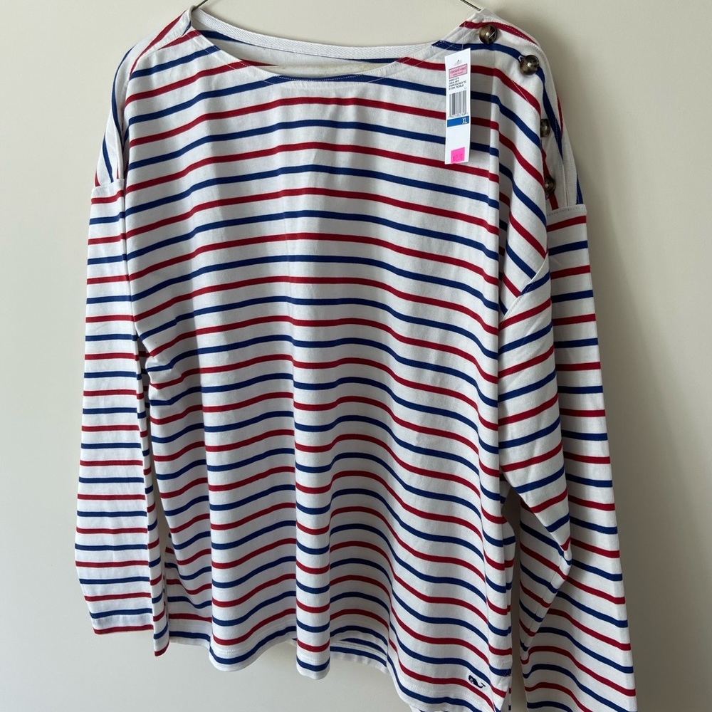Vineyard Vines New w tags Woman’s Long Sleeve Striped Tee - Red, White and Blue